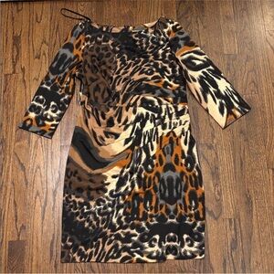 Jessica Simpson Brown Cheetah Abstract Patterned Dress